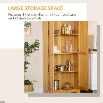 Pinewood Kitchen Pantry: 67" Freestanding Cabinet with Shelves