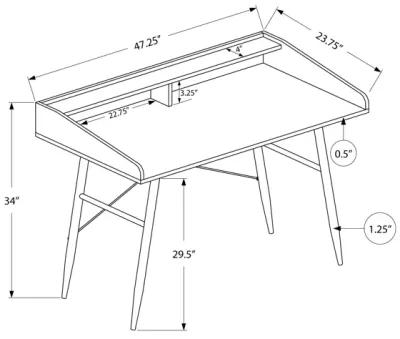 Monarch Specialties I 7534 Computer Desk, Home Office, Laptop, Storage Shelves, 48"L, Work, Metal, Laminate, Natural, White, Contemporary, Modern