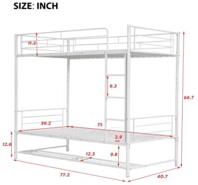 Merax Metal Bunk Bed with Shelf and Guardrails