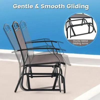 Hivvago Set of 2 Outdoor Metal Glider Armchairs with Weather-resistant Fabric