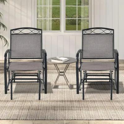 Hivvago Set of 2 Outdoor Metal Glider Armchairs with Weather-resistant Fabric