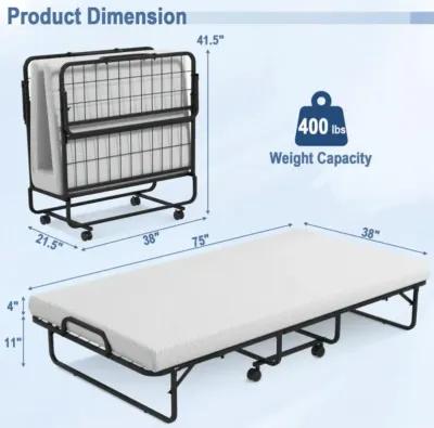 Hivvago Twin Size Metal Folding Bed with Memory Foam Mattress