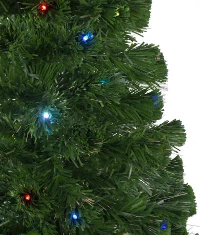 4' Pre-Lit Potted Fiber Optic Artificial Christmas Tree  Multicolor LED Lights