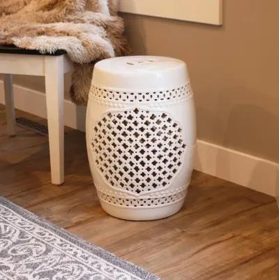 Sunnydaze 17.75 in Marrakesh Lattice Ceramic Glaze Garden Stool