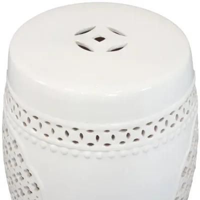 Sunnydaze 17.75 in Marrakesh Lattice Ceramic Glaze Garden Stool