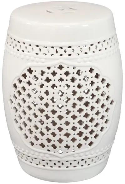 Sunnydaze 17.75 in Marrakesh Lattice Ceramic Glaze Garden Stool