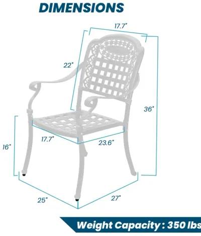 MONDAWE Cast Aluminum Patio Dining Chairs Outdoor Armchair (Set of 2)