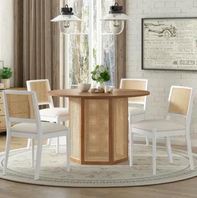 Merax 5-Piece Rattan Round Table Chairs Dining Set