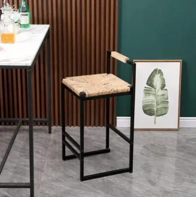 Water Hyacinth Woven Bar Stools with Back Support