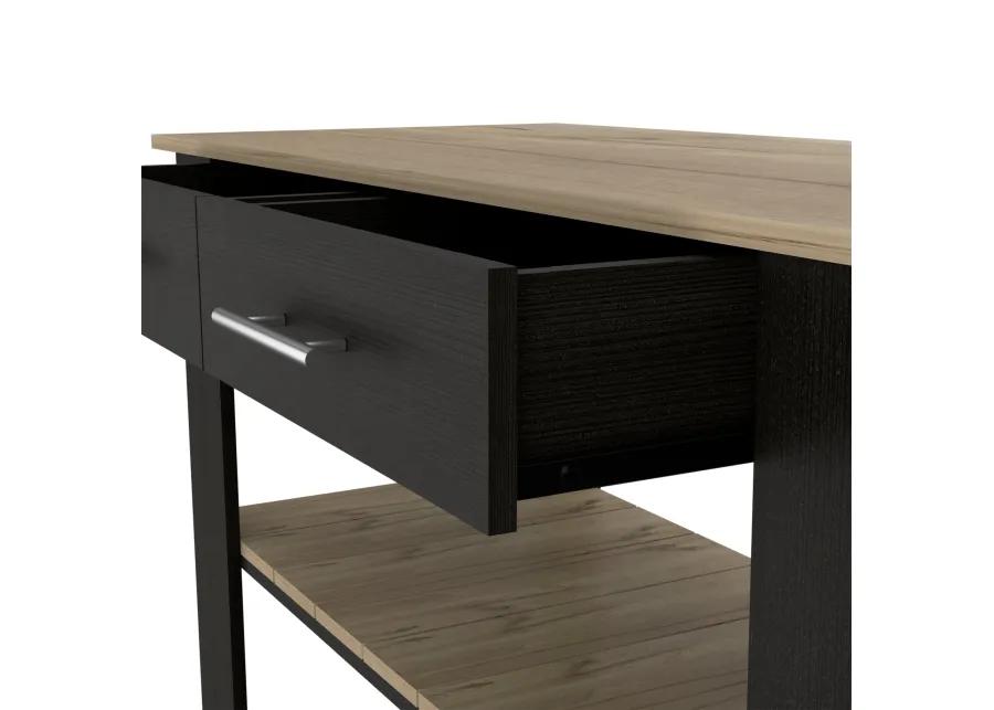 Kitchen Island 46 Inches Dozza, Kitchen, Black / Light Oak