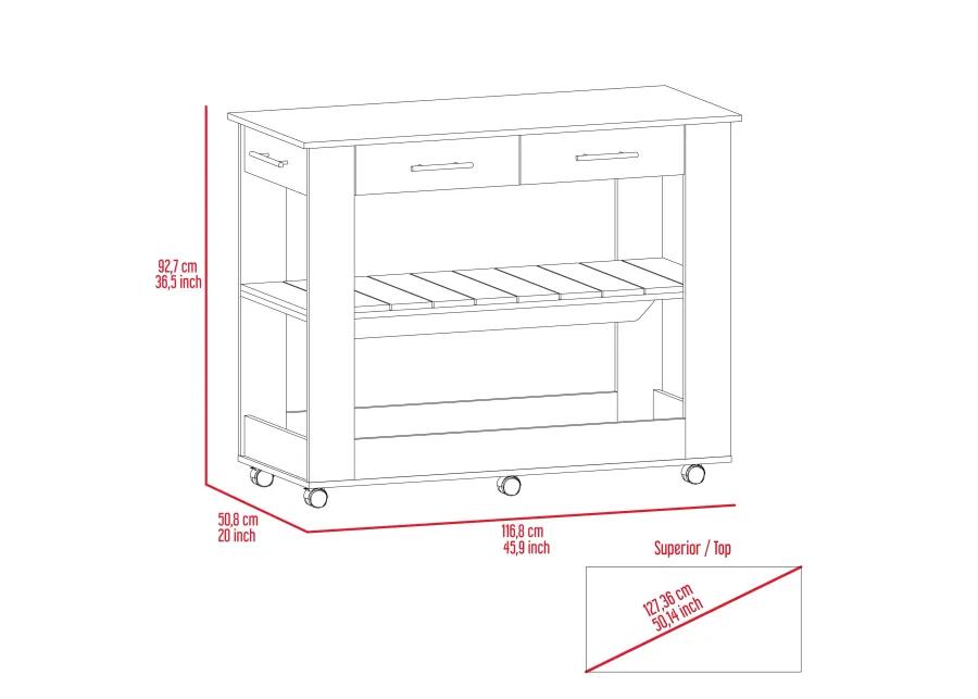 Kitchen Island 46 Inches Dozza, Kitchen, Black / Light Oak