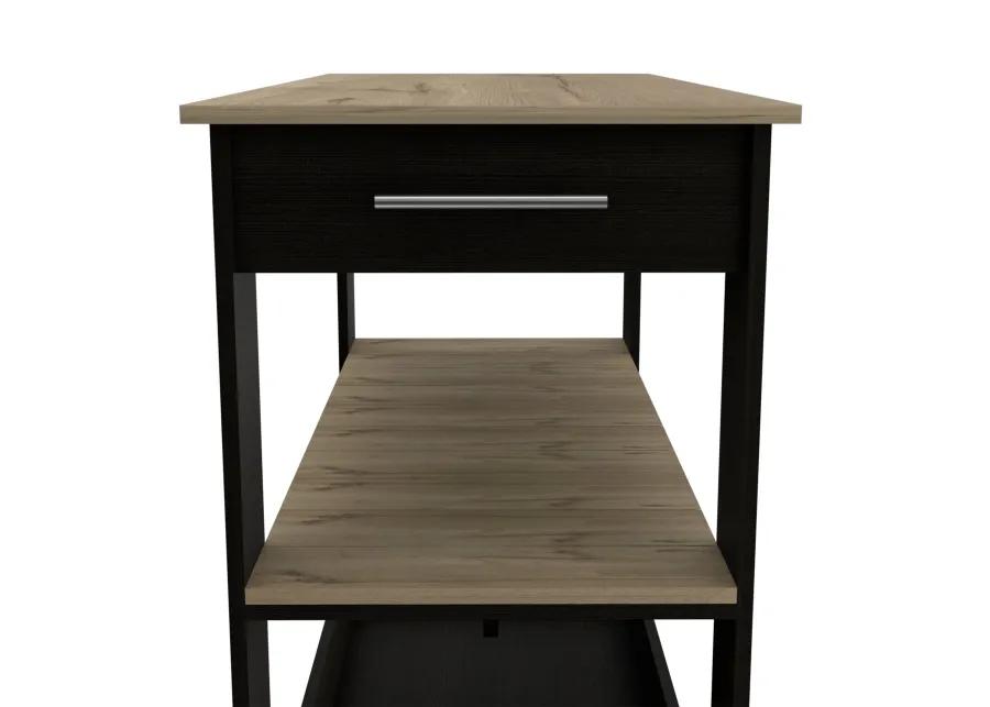 Kitchen Island 46 Inches Dozza, Kitchen, Black / Light Oak