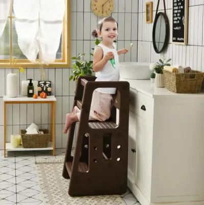 Hivvago Kids Kitchen Step Stool with Double Safety Rails