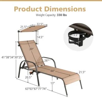 Hivvago Patio Heavy-Duty 5-Level Adjustable Chaise Lounge Chair-Brown