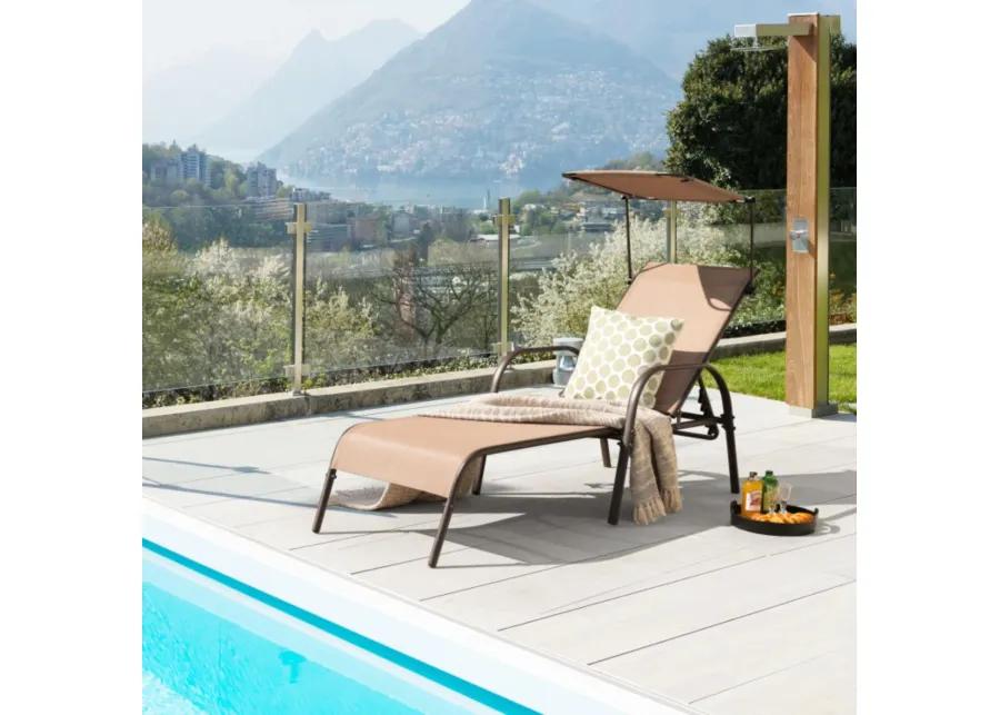 Hivvago Patio Heavy-Duty 5-Level Adjustable Chaise Lounge Chair-Brown