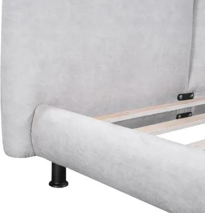 Merax Upholstered Platform Bed with Two Large Headrests