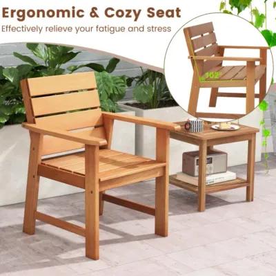 Hivvago 2 Piece Patio Hardwood Chair with Slatted Seat and Inclined Backrest