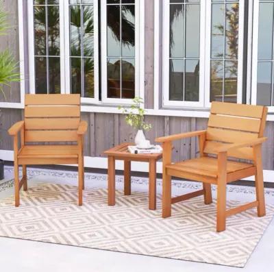 Hivvago 2 Piece Patio Hardwood Chair with Slatted Seat and Inclined Backrest