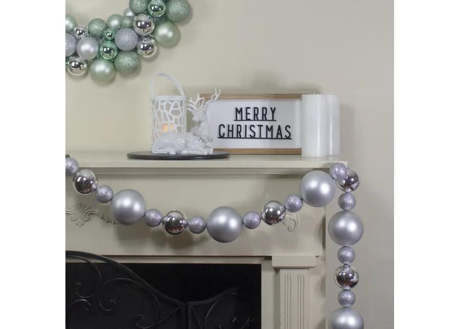 6' Shatterproof Ball 3-Finish Silver Splendor Christmas Garland