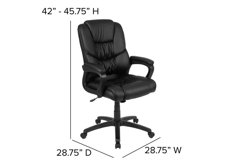 Flash Fundamentals Big & Tall 400 lb. Rated Black LeatherSoft Swivel Office Chair with Padded Arms