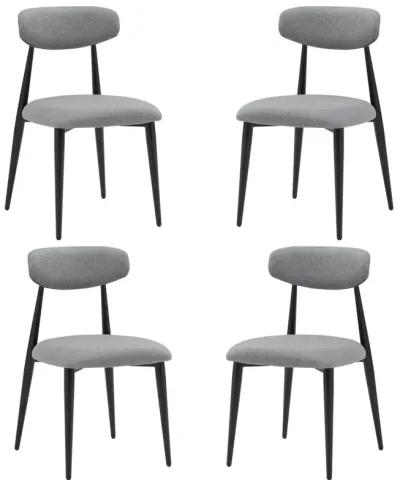 Dining Chairs Set of 4, Curved Backrest Round Upholstered And Metal Frame, Grey