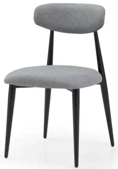 Dining Chairs Set of 4, Curved Backrest Round Upholstered And Metal Frame, Grey