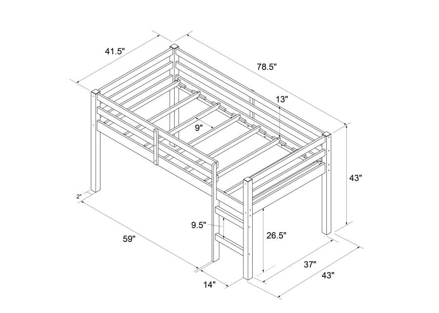 Atwater Living Ashe Junior Wooden Loft Bed, Twin, Espresso