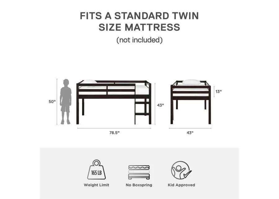 Atwater Living Ashe Junior Wooden Loft Bed, Twin, Espresso