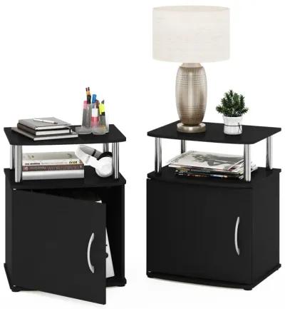 Furinno Jaya End Side Sofa Table/Nightstand with Door, 2-Pack, Americano/Chrome