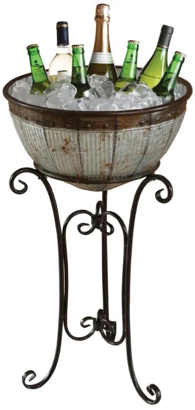 Galvanized Metal Standing Beverage Cooler Tub with Liner