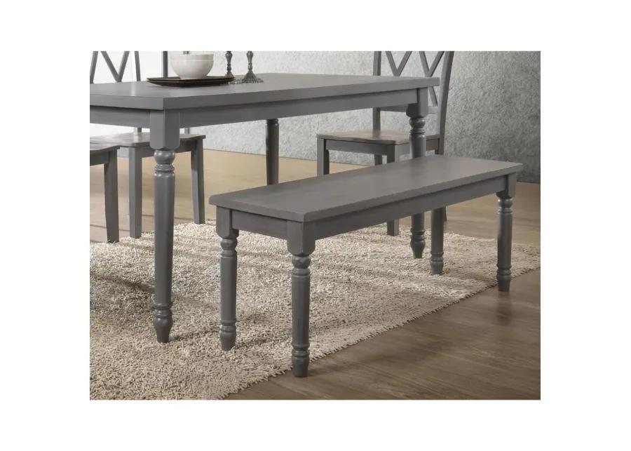 Best Master Luxembourg Solid Wood Dining Bench in Rustic Gray