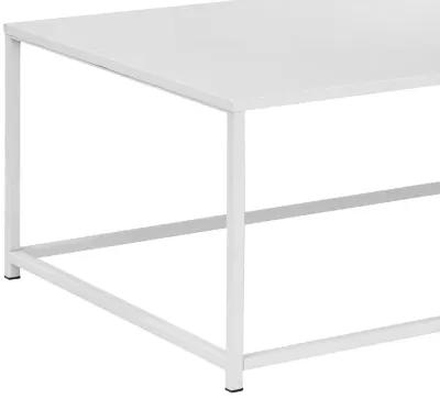 Eme 48 Inch  Coffee Table, Rectangular Tabletop, Modern White Metal Frame - Benzara