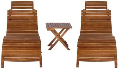 vidaXL 3 Piece Sunlounger with Tea Table Solid Acacia Wood