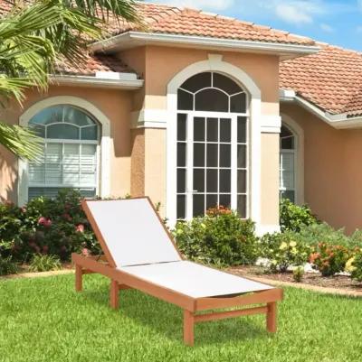 Hivvago Outdoor Wood Chaise Lounge Chair with 5-Postion Adjustable Back