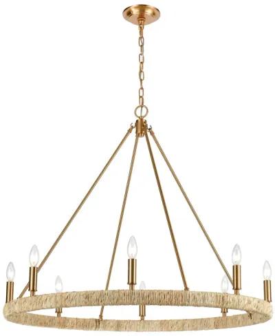 Abaca 36" Wide 8-Light Chandelier in Brass