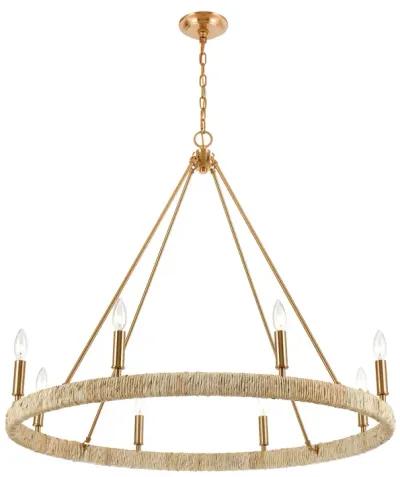 Abaca 36" Wide 8-Light Chandelier in Brass