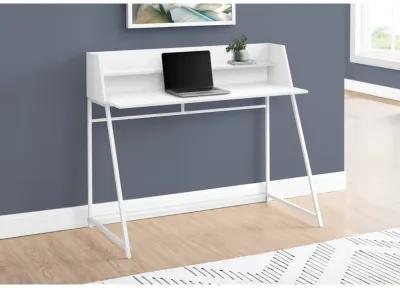 Monarch Specialties I 7545 Computer Desk, Home Office, Laptop, Storage Shelves, 48"L, Work, Metal, Laminate, White, Contemporary, Modern