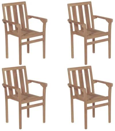 vidaXL Stackable Garden Chairs 4 pcs Solid Teak Wood