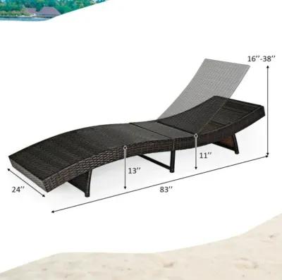 Hivvago Patio Folding Chaise Lounge with 5 Adjustable Levels and Cushion