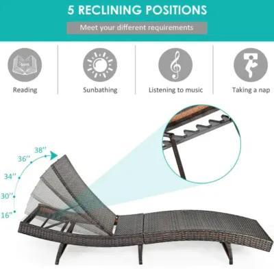 Hivvago Patio Folding Chaise Lounge with 5 Adjustable Levels and Cushion