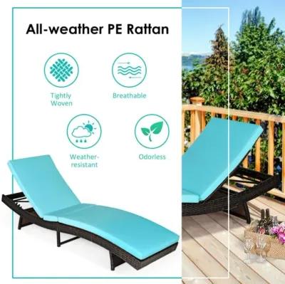 Hivvago Patio Folding Chaise Lounge with 5 Adjustable Levels and Cushion