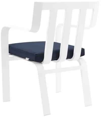 Modway Baxley 32" Modern Fabric Outdoor Patio Armchair in White/Navy (Set of 2)