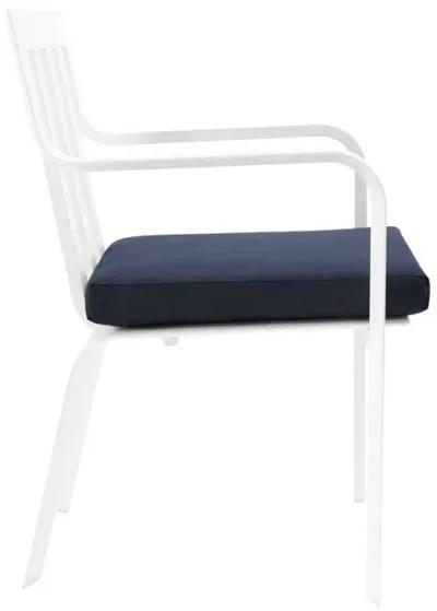 Modway Baxley 32" Modern Fabric Outdoor Patio Armchair in White/Navy (Set of 2)