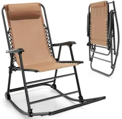 Hivvago Outdoor Patio Camping Lightweight Folding Rocking Chair with Footrest