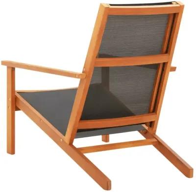 vidaXL Patio Lounge Chair Black Solid Wood Eucalyptus and Textilene