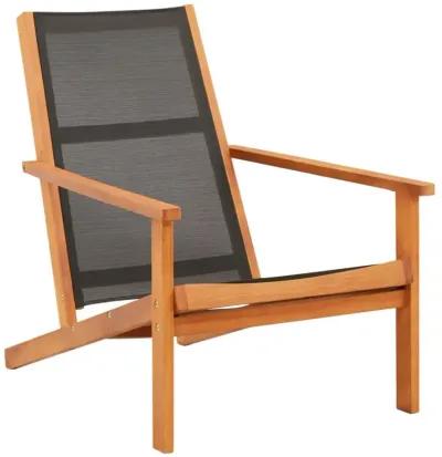 vidaXL Patio Lounge Chair Black Solid Wood Eucalyptus and Textilene