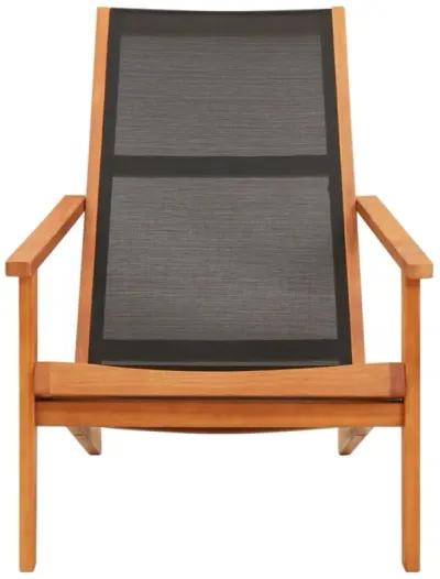 vidaXL Patio Lounge Chair Black Solid Wood Eucalyptus and Textilene