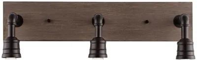 Corbett 22.13" 3-Light Rustic Farmhouse Iron LED Vanity, Oil Rubbed Bronze/Brown Wood Finish