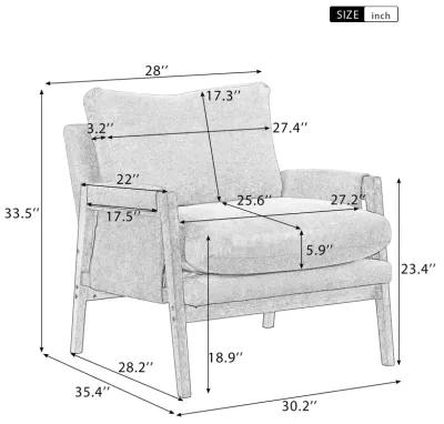 Mid-Century Modern Velvet Accent Chair,Leisure Chair with Solid Wood and Thick Seat Cushion