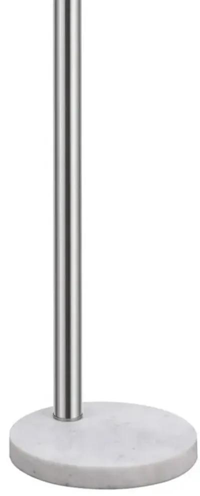 84 Inch Modern Floor Lamp, Three Drum Shades, Marble Base, White, Silver-Benzara